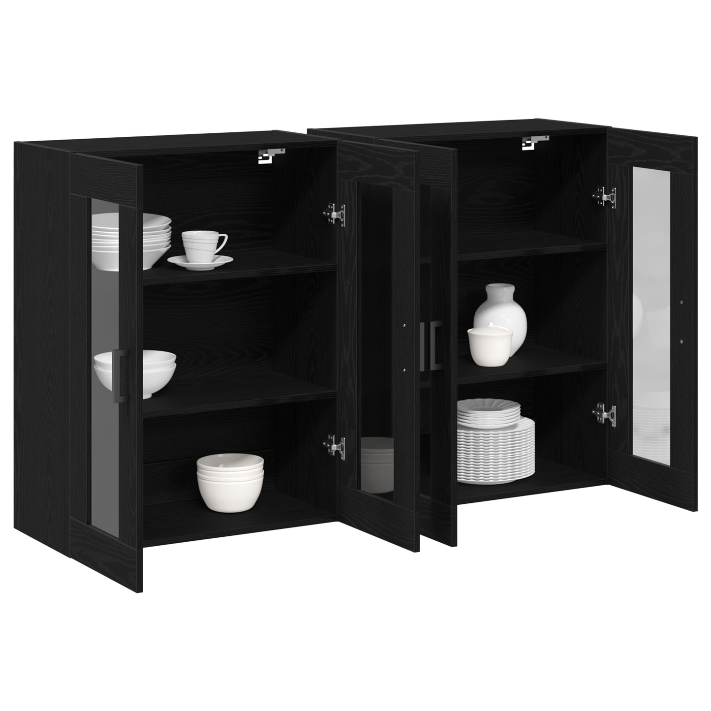 Veggskap Svart Eik 2 stk 69,5x34x90 cm