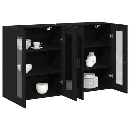 Veggskap Svart Eik 2 stk 69,5x34x90 cm