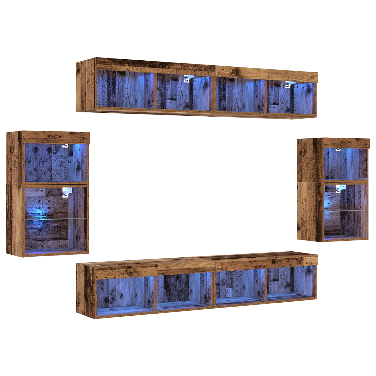 Vegghylle Gammelt Tre Flytende 2 stk 40x28.5x40 cm