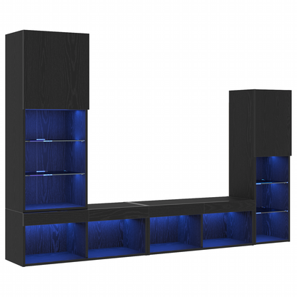 TV-Møbel Svart Eik LED TV-skap 30.5x30x102 cm