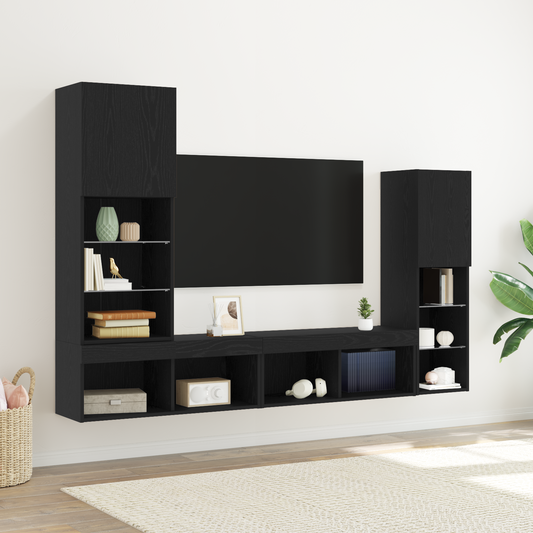 TV-Møbel Svart Eik LED TV-skap 30.5x30x102 cm