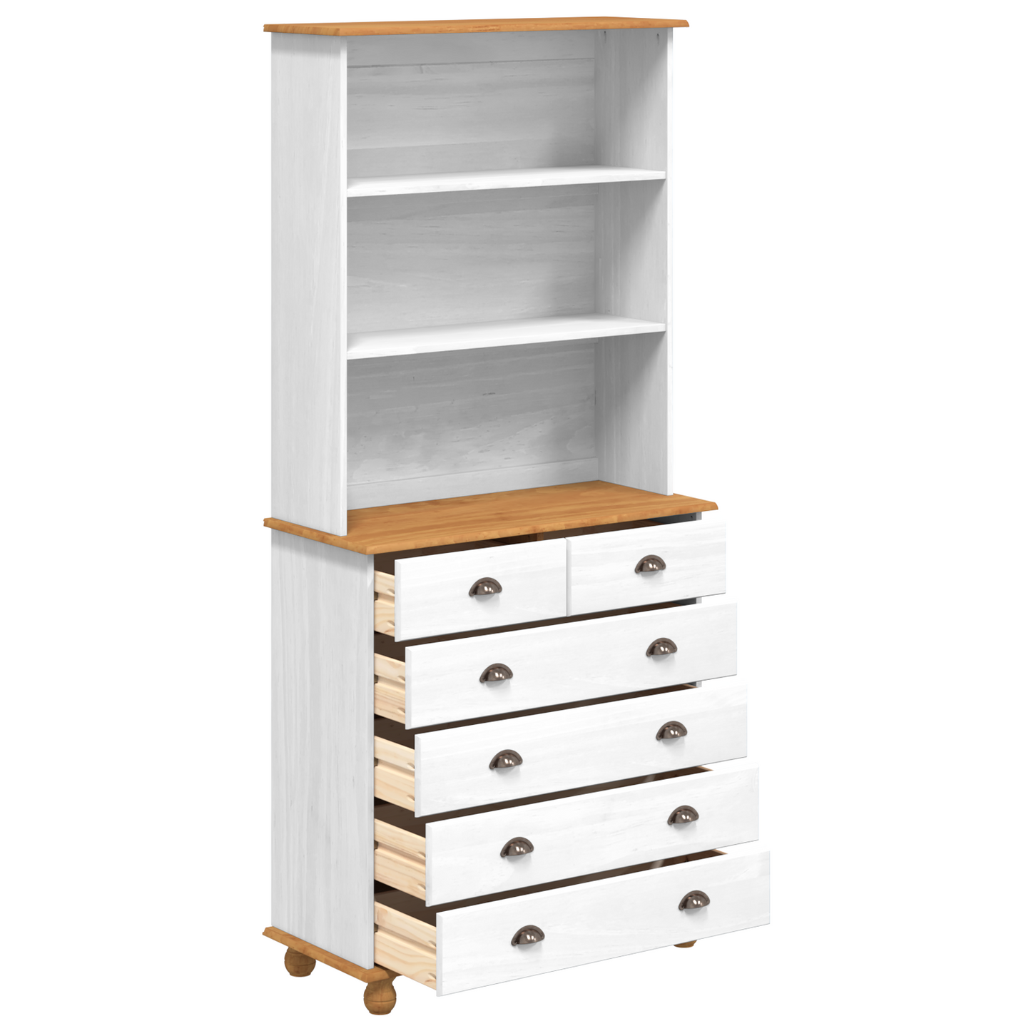 Kommode Hvit “ASKIM” 91x40x199.5 cm Massivt Tre Furu