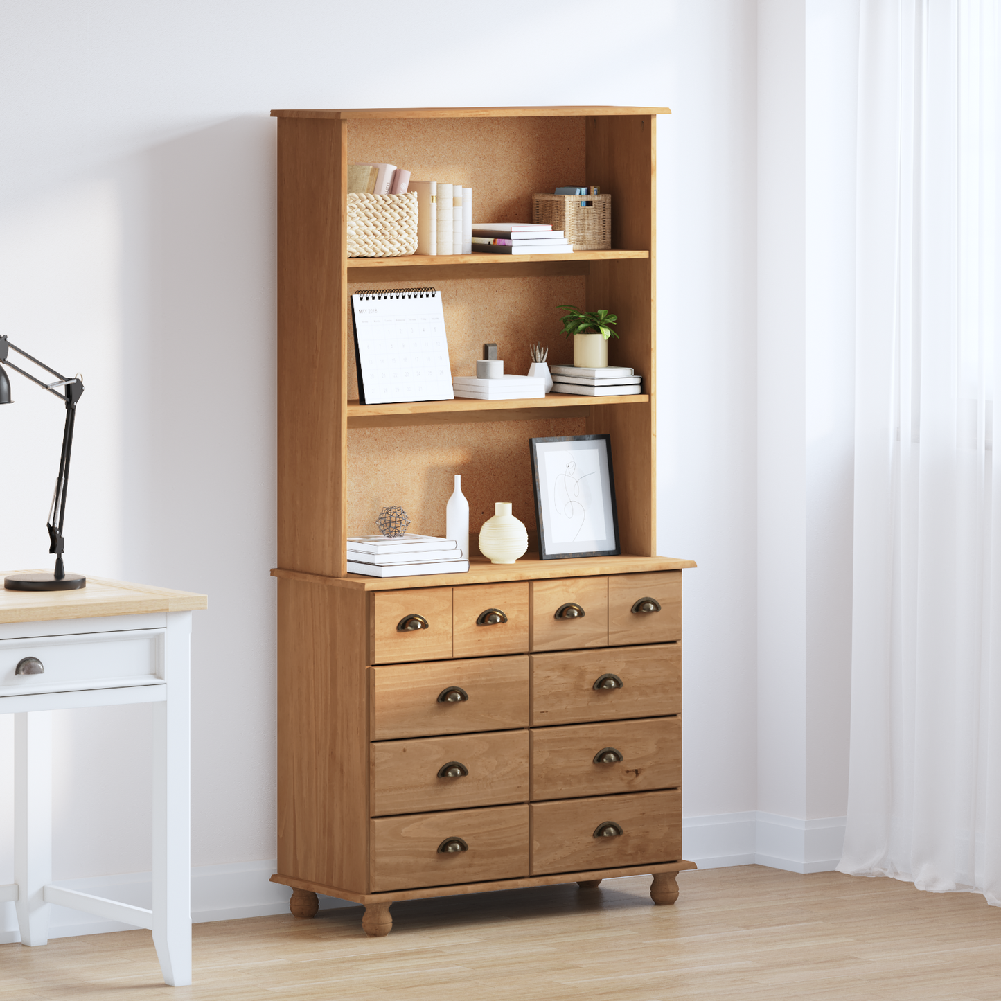 Kommode Brun 'ASKIM'Honningbrun 91x40x183 cm Massivt furu