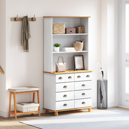 Kommode Hvit “ASKIM” 91x40x183 cm Solid Tre Furu