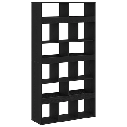 Bokhylle Svart Eik Romdeler 2 stk 100x33x187,5 cm