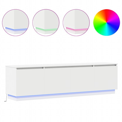 TV-Møbel Hvit TV-benk med LED 180x38x49 cm