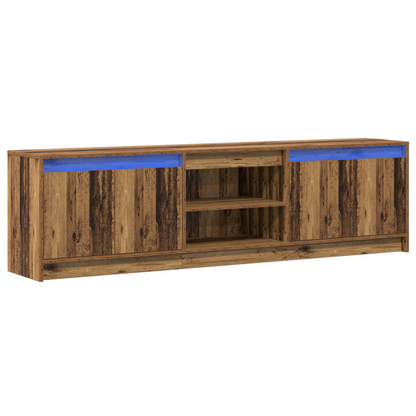 TV-Møbel Brun TV-skap med LED -stripelys med lagring med dør 180 x 34 x 50 cm