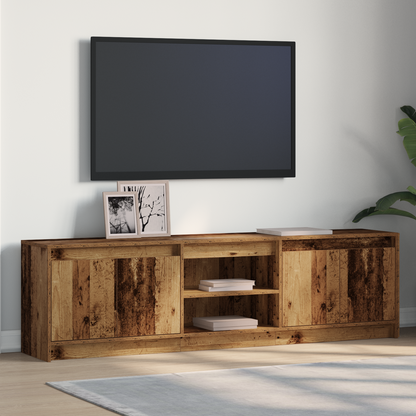 TV-Møbel Brun TV-skap med LED -stripelys med lagring med dør 180 x 34 x 50 cm
