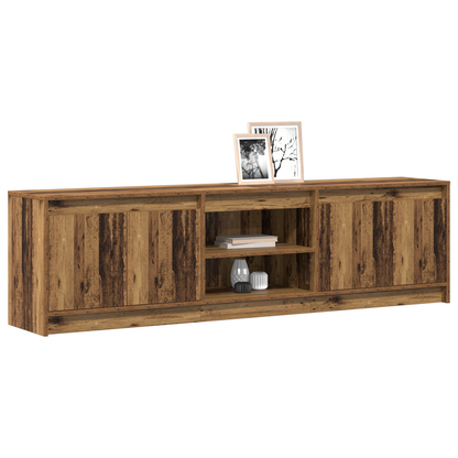 TV-Møbel Brun TV-skap med LED -stripelys med lagring med dør 180 x 34 x 50 cm