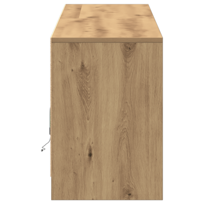 TV-Møbel Brun TV-skap med LED -stripelys med lagring med dør 182 x 34 x 50 cm