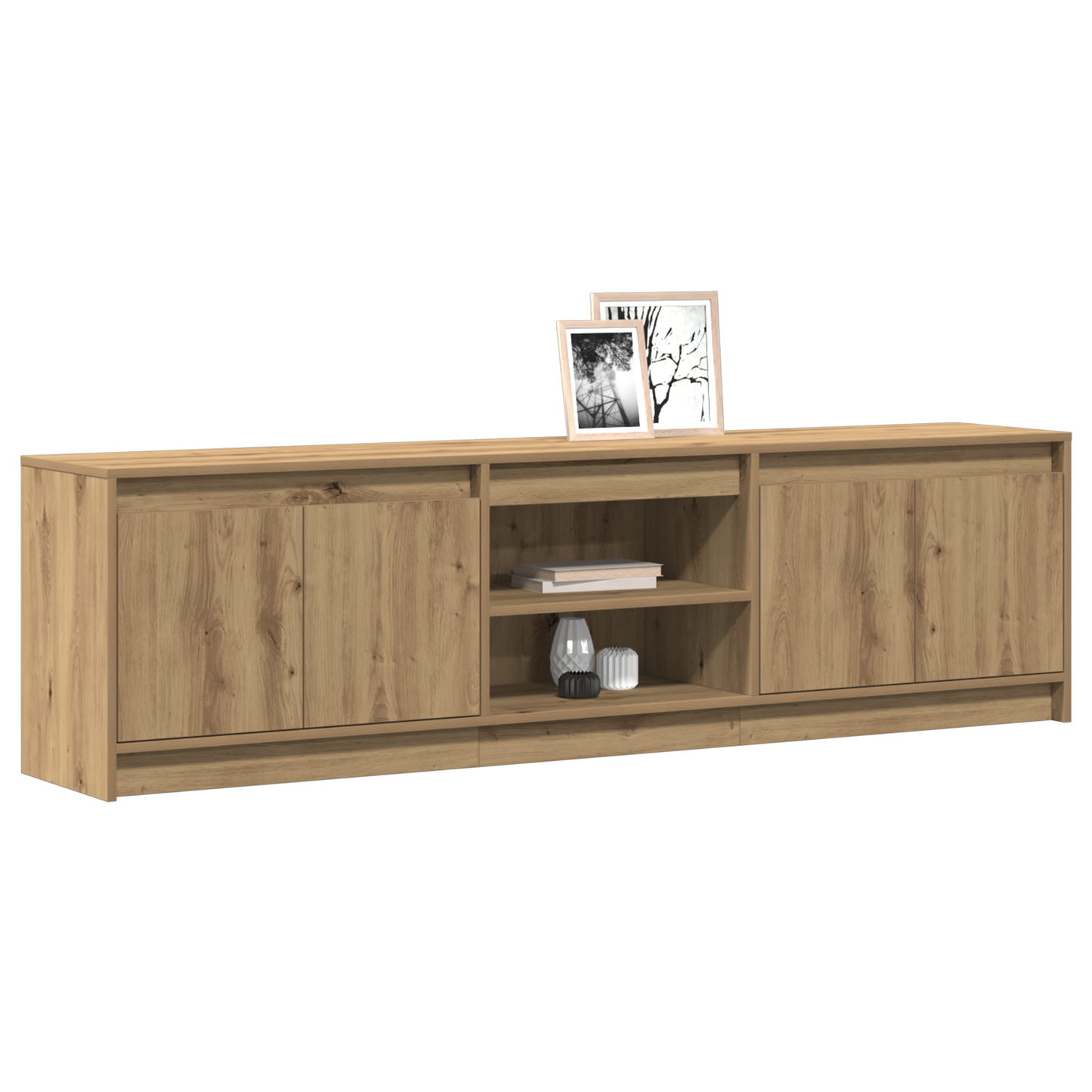 TV-Møbel Brun TV-skap med LED -stripelys med lagring med dør 182 x 34 x 50 cm