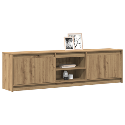 TV-Møbel Brun TV-skap med LED -stripelys med lagring med dør 182 x 34 x 50 cm