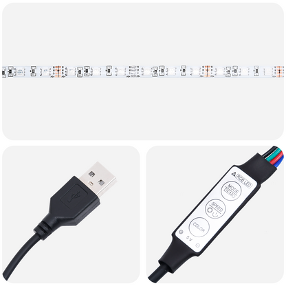 TV-Møbel Svart TV-skap med LED -stripelys med lagring med dør 182 x 34 x 50 cm