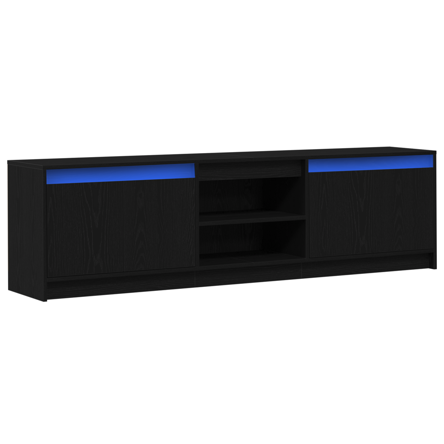 TV-Møbel Svart TV-skap med LED -stripelys med lagring med dør 182 x 34 x 50 cm