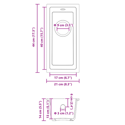 Kjøkkenvask med Overløpshull Grå Granitt