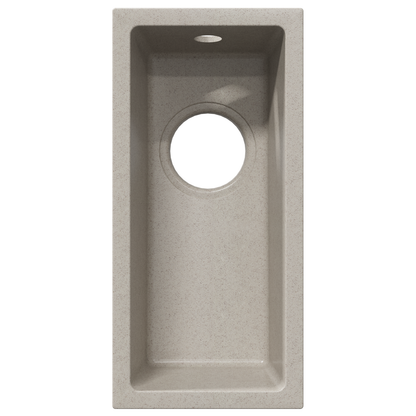 kjøkkenvask med overløpshull i beige granitt
