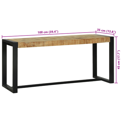Benk 100x35x45 cm Solid Rå Mango
