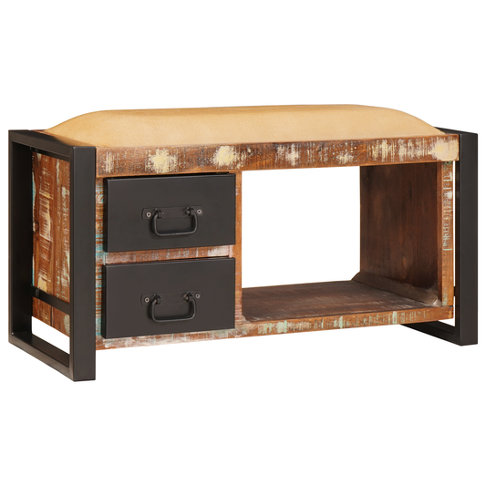 oppbevaringsbenk Flerfarget 80x35x40 cm Solid tre gjenvunnet