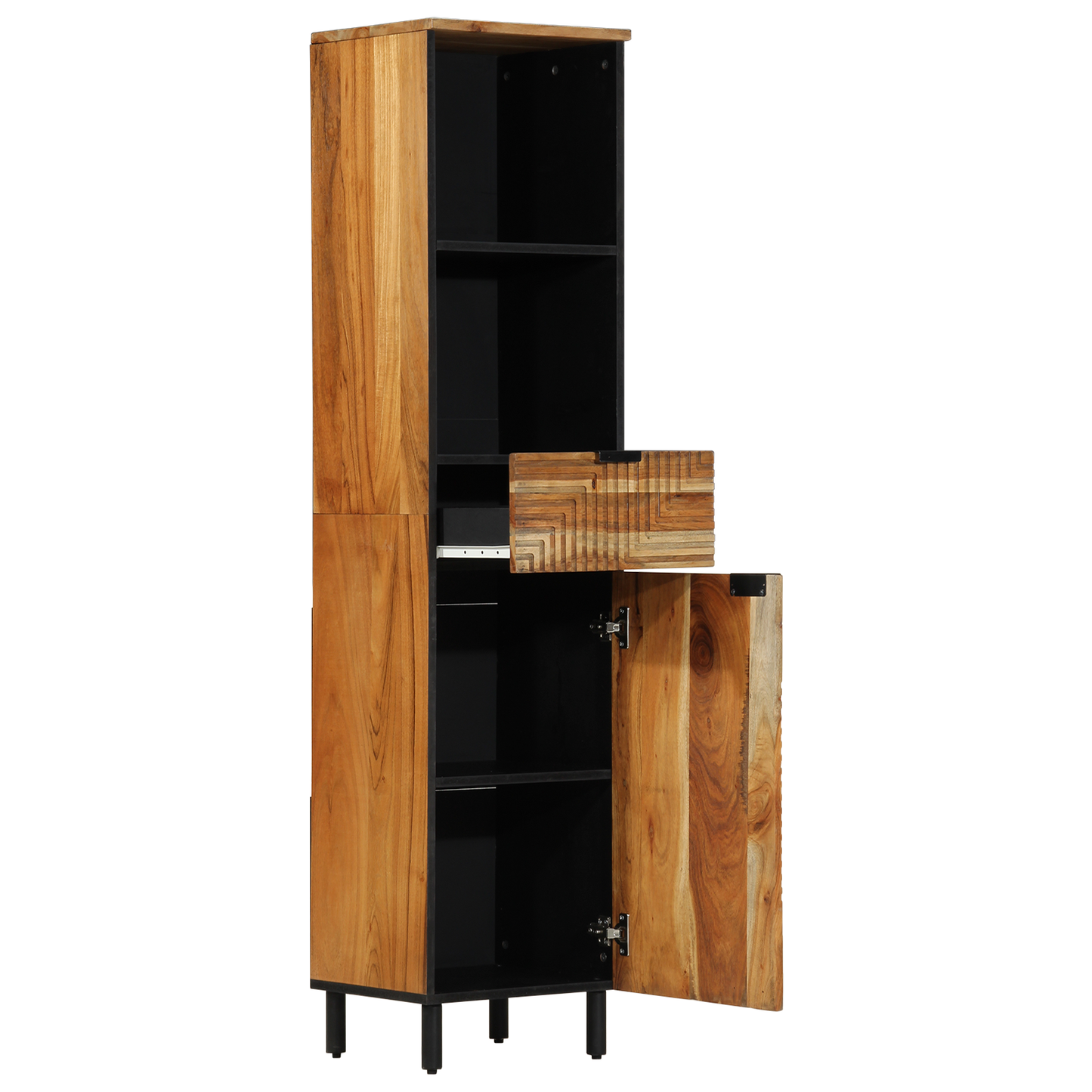 Baderomsskap 38x33x160 cm Solid Akasietre