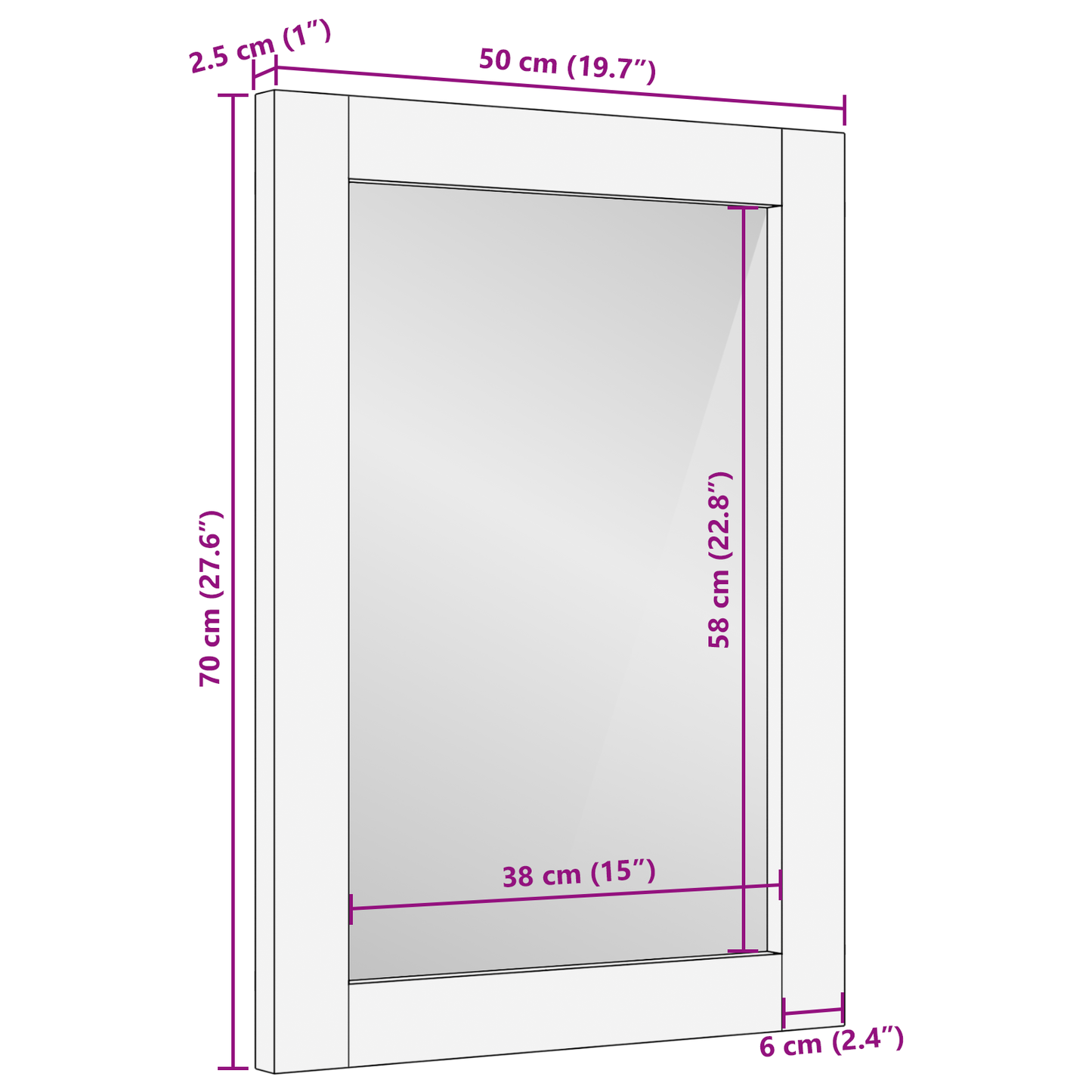Badespeil 50 x 70 x 30 cm i solid mangotre.