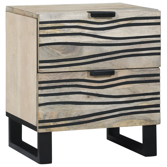 Nattbord Sengbord Hvit med skuff Svart 40 x 33.5 x 46 cm