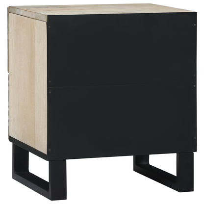 Nattbord Sengbord Hvit med skuff Svart 40 x 33.5 x 46 cm