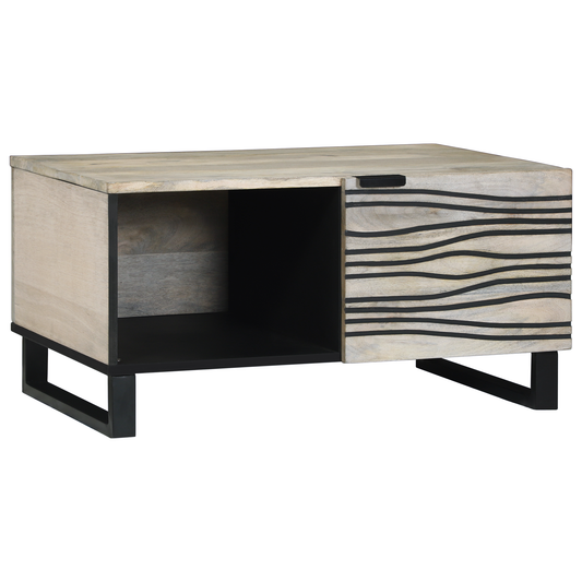 Salongbord Sofabord Hvit Svart 80 x 50 x 40 cm Massiv mango tre
