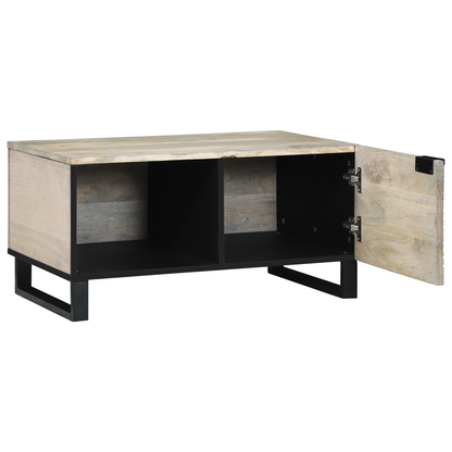 Salongbord Sofabord Hvit Svart 80 x 50 x 40 cm Massiv mango tre