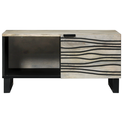 Salongbord Sofabord Hvit Svart 80 x 50 x 40 cm Massiv mango tre