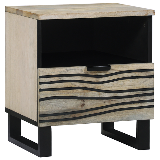 Nattbord Sengbord Hvit med skuff Svart 40 x 33 x 46 cm