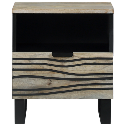Nattbord Sengbord Hvit med skuff Svart 40 x 33 x 46 cm