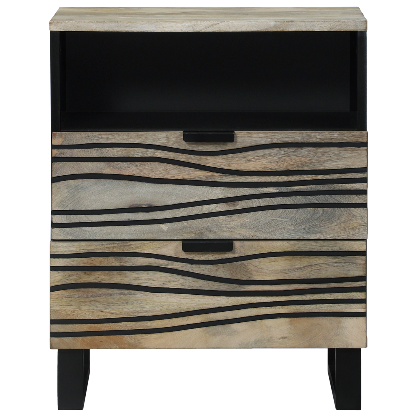 Nattbord Sengbord Hvit med skuff Svart 50 x 33 x 60 cm