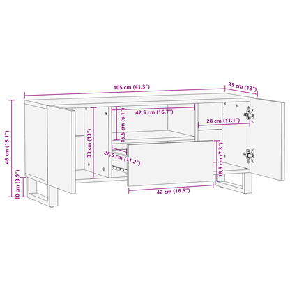TV-Møbel Tre TV-skap 105x33.5x46 cm Solid mangotre