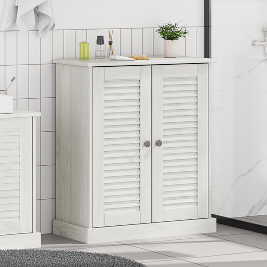Baderomsskap med lagring Hvit 68 x 34 x 80 cm Heltre furu
