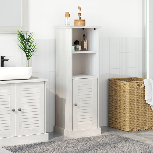 Baderomsskap med lagring Hvit 37 x 34 x 110 cm Heltre furu