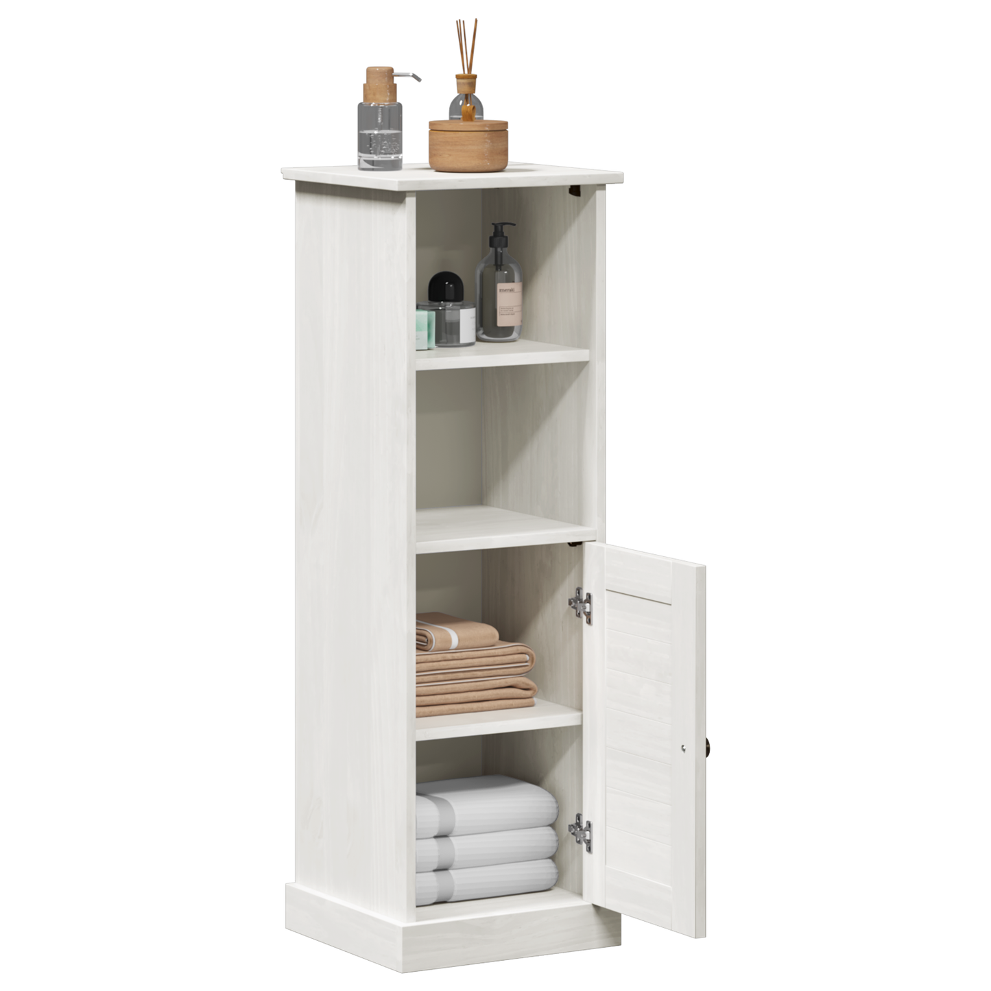 Baderomsskap med lagring Hvit 37 x 34 x 110 cm Heltre furu
