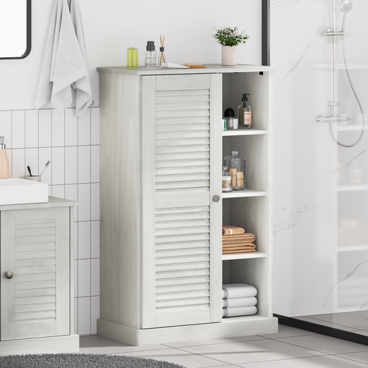 Baderomsskap med lagring Hvit 68 x 34 x 110 cm Heltre furu