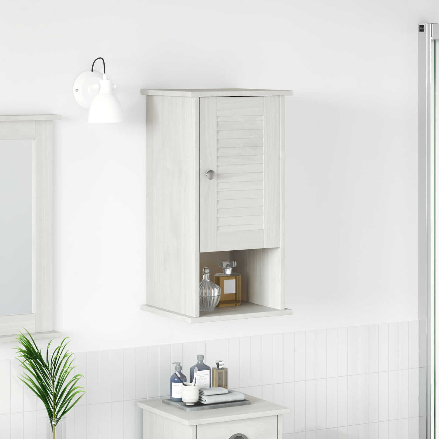 Baderomsskap Hvit 37 x 34 x 71.5 cm Heltre furu