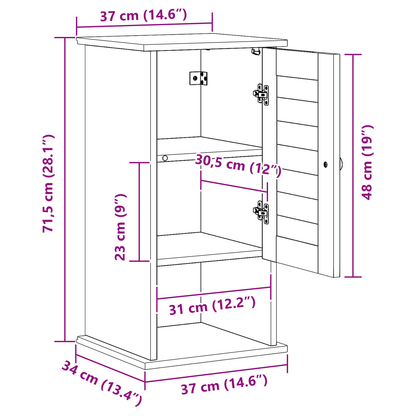 Baderomsskap Hvit 37 x 34 x 71.5 cm Heltre furu