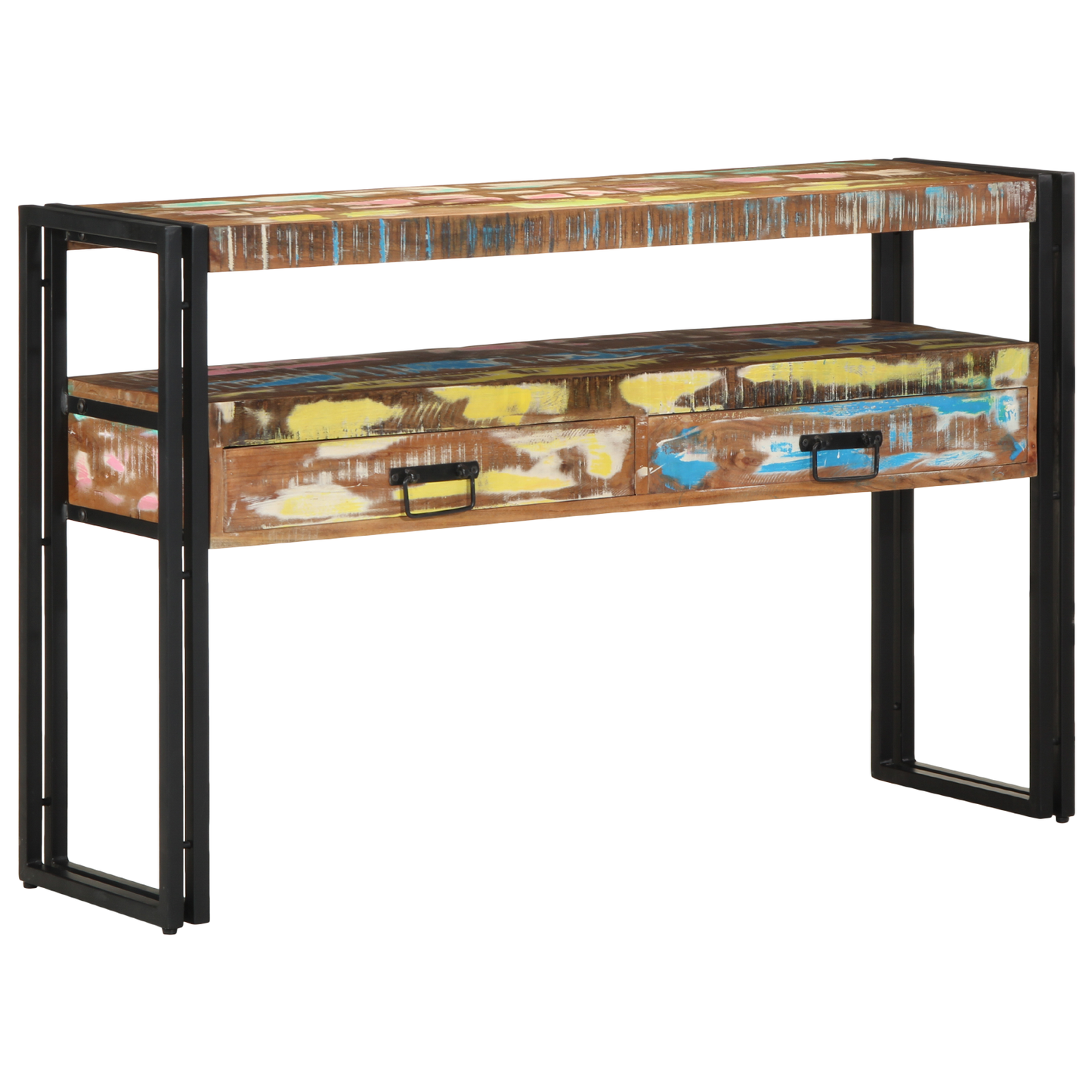 Sidebord Tre Flerfarget 120x33x75 cm Solid Gjenvunnet Tre&Metall