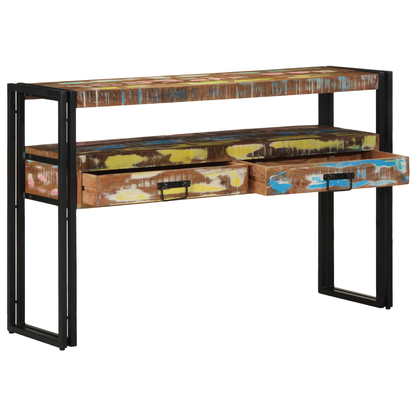 Sidebord Tre Flerfarget 120x33x75 cm Solid Gjenvunnet Tre&Metall