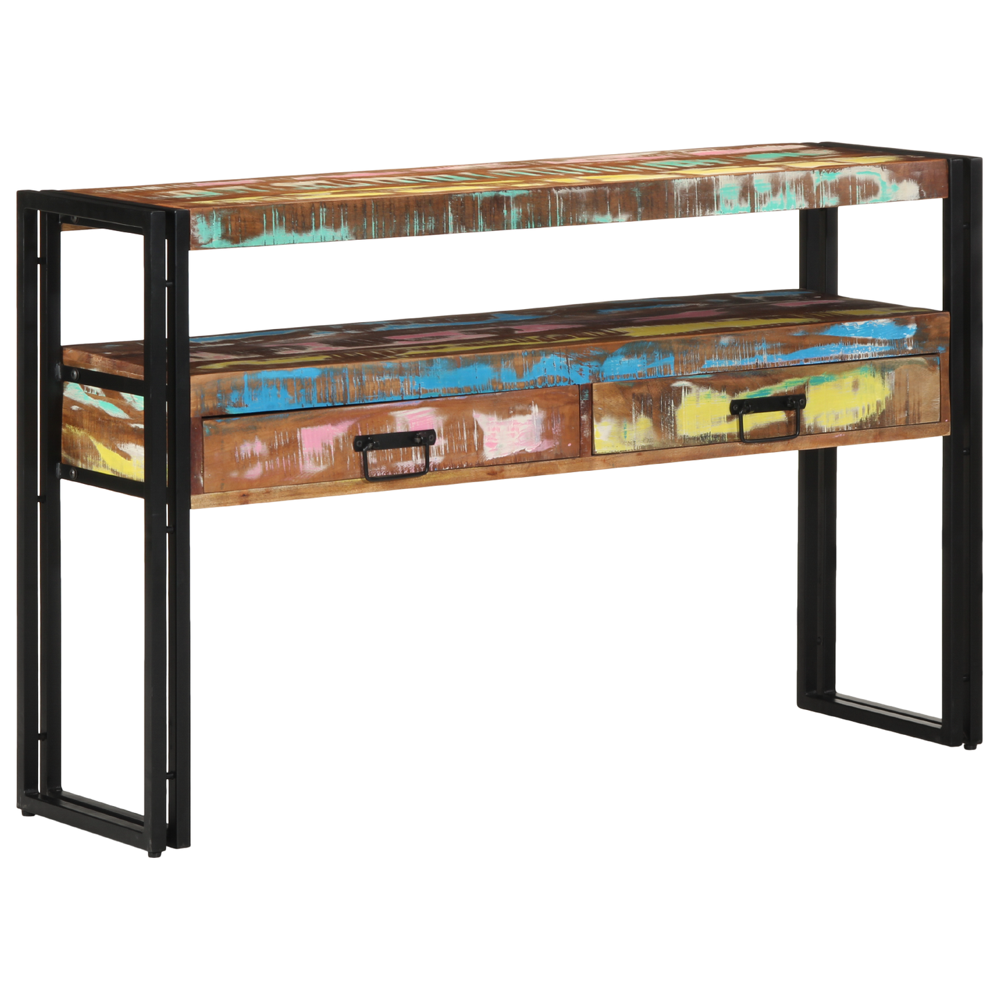 Sidebord Tre Flerfarget 120x33x75 cm Solid Gjenvunnet Tre&Metall