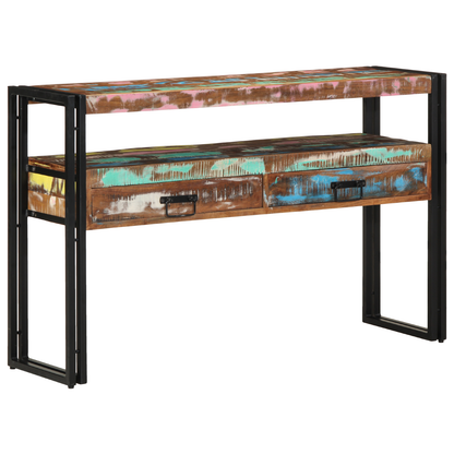 Sidebord Tre Flerfarget 120x33x75 cm Solid Gjenvunnet Tre&Metall