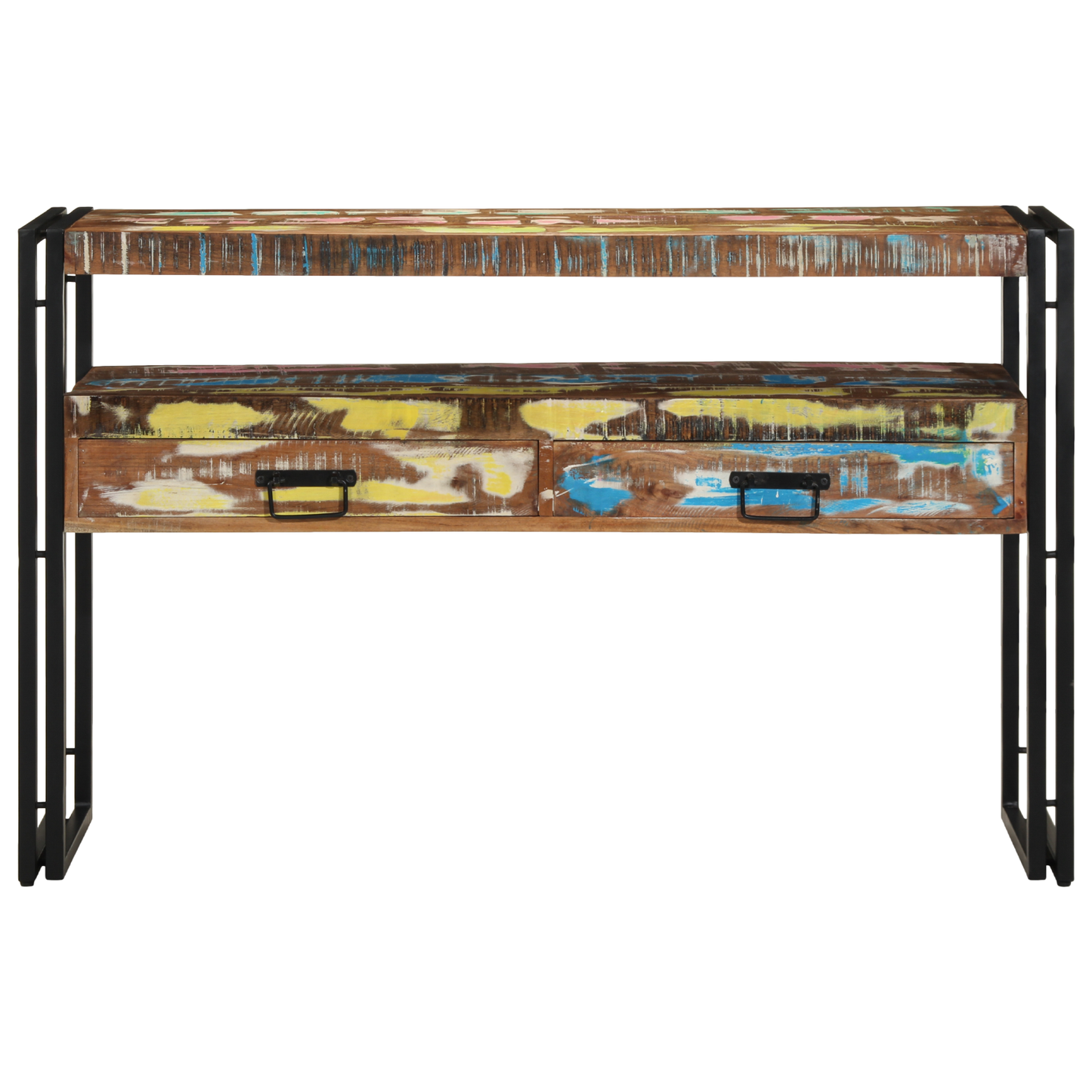Sidebord Tre Flerfarget 120x33x75 cm Solid Gjenvunnet Tre&Metall