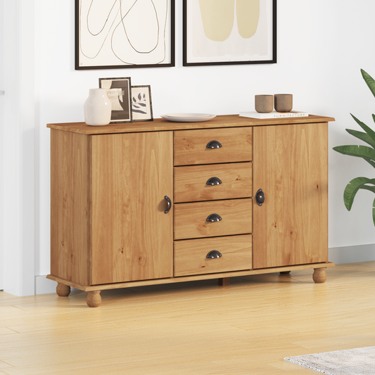 Skjenk Tre "ASKIM" 133,5x40x79 cm Massivt Furutre