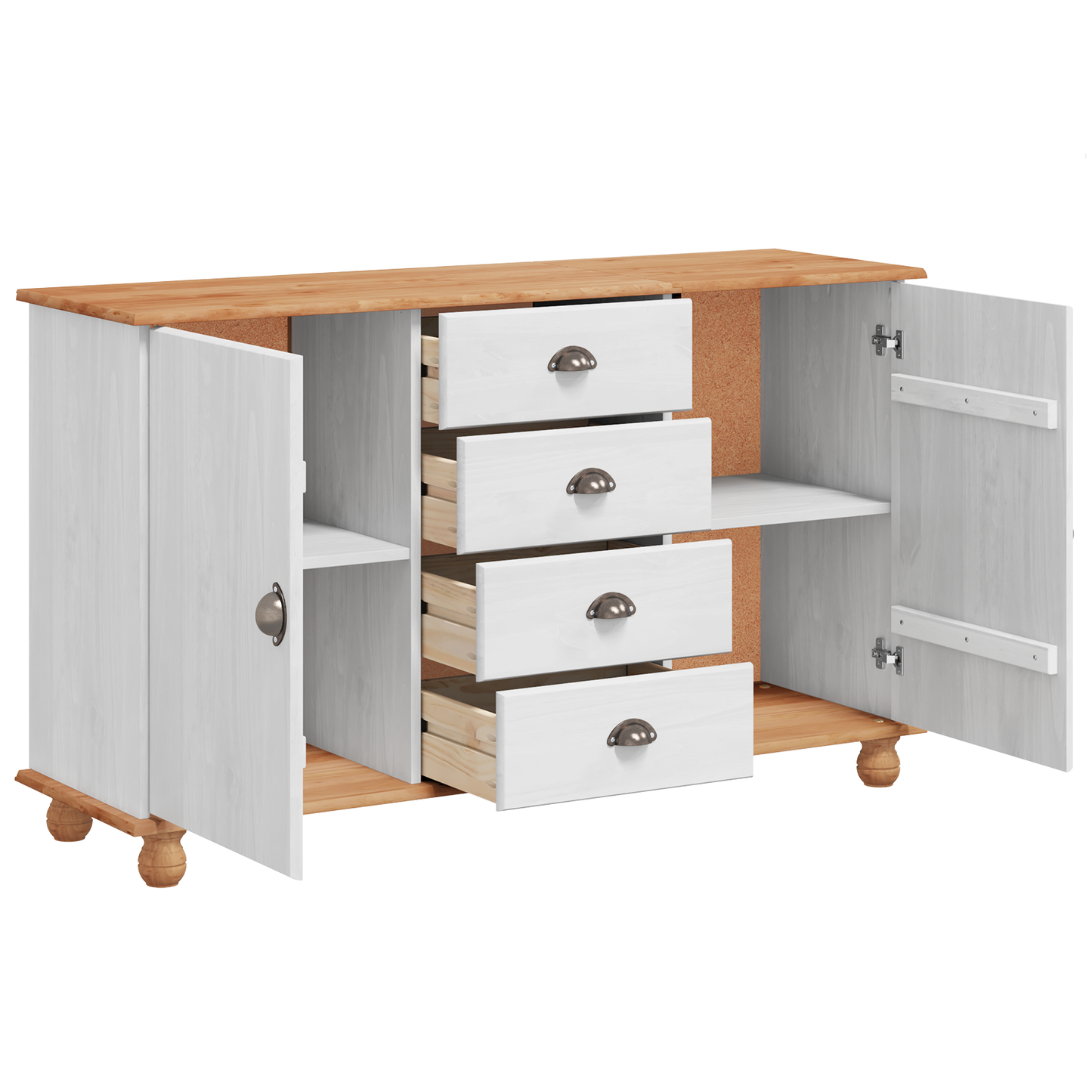 Kommode Hvit 'ASKIM' 133.5x40x79 cm Solid Tre Furu