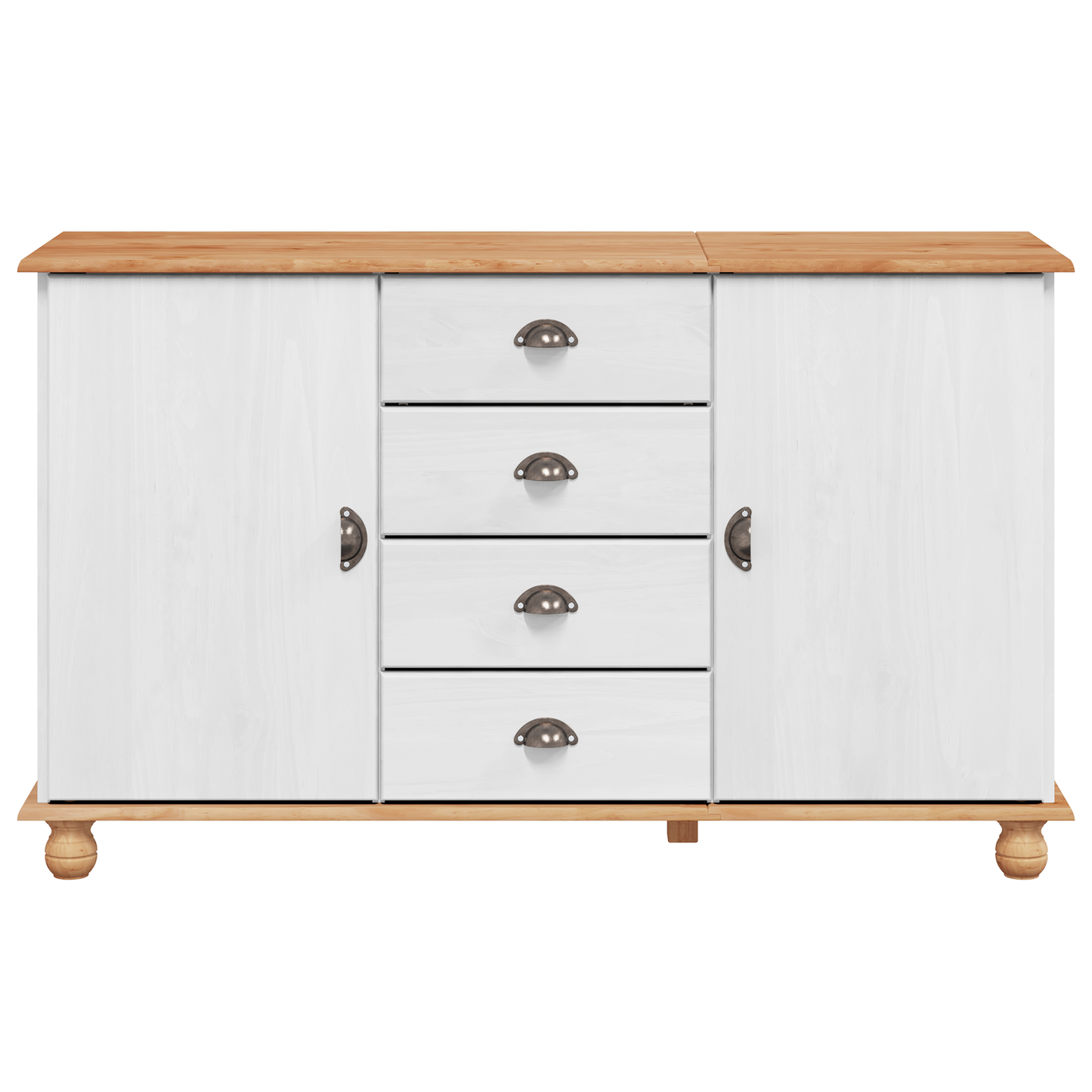 Kommode Hvit 'ASKIM' 133.5x40x79 cm Solid Tre Furu