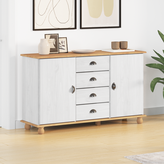Kommode Hvit 'ASKIM' 133.5x40x79 cm Solid Tre Furu