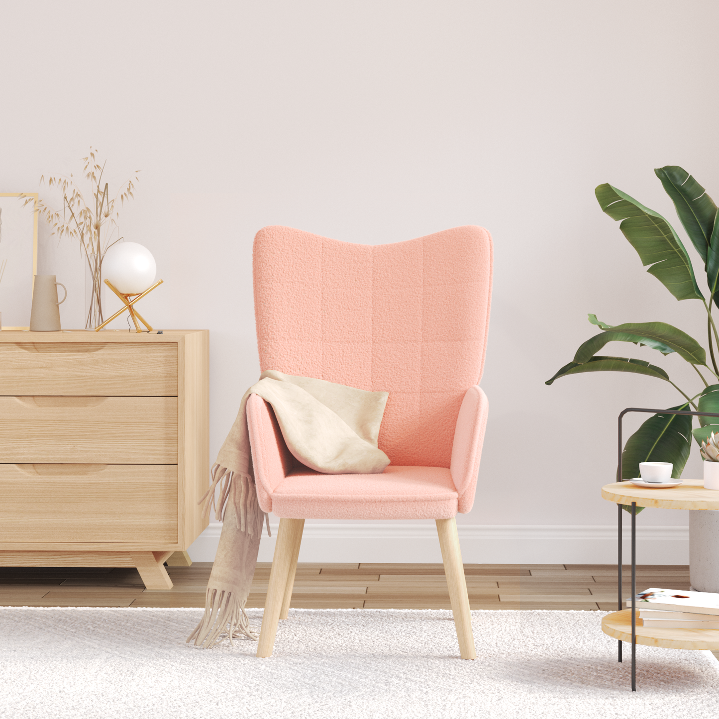 Lenestol Rosa Curly Ull-lignende Stoff