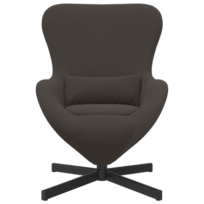 Lenestol Grå Mørkegrå Egg Stol Krøllete Ull-lignende Stoff